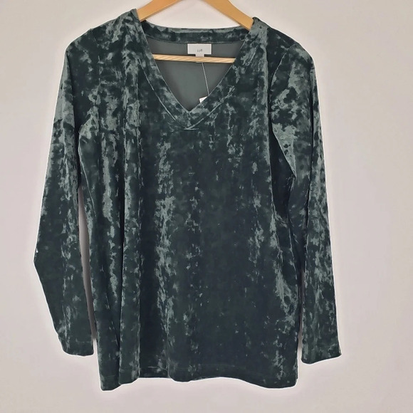J. Jill Crushed Velvet V-Neck Top - Picture 1 of 5